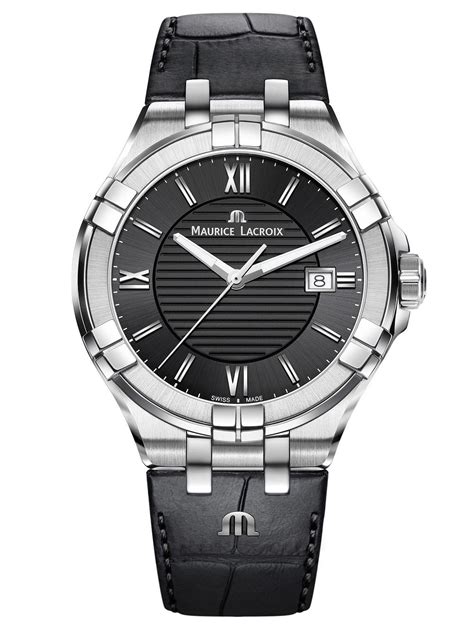 Maurice Lacroix Aikon Date 42mm Black Strap Mens Watch Ai1008 Ss001