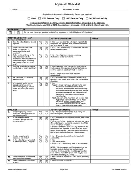 Appraisal Checklist Template Fill Out And Sign Online Dochub