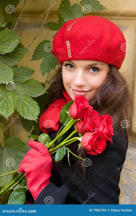 Girl With Roses Stock Image Image Of Closeup Nature 7982759