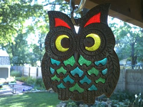 Repurposed Vintage Stained Glass Owl Trivet To Garden Suncatcher
