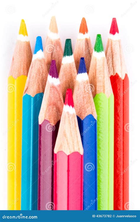 Different Colored Pencils On White Background Stock Photo Image Of