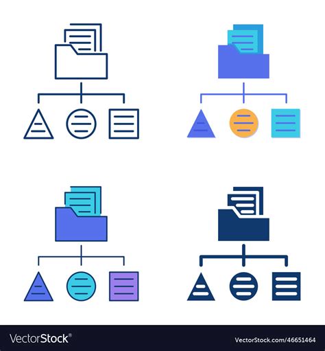 Data Classification Icon Set In Flat And Line Vector Image