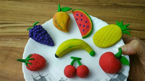 Diy Miniature Play Doh Fruits How To Make Fruits Modelling Clay For
