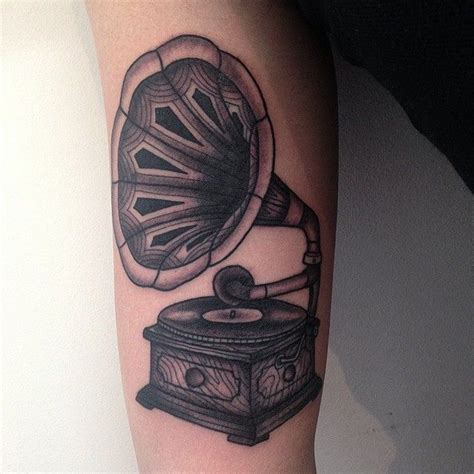 Two Hands Tattoo On Instagram A Gramophone Made By Luckmantattoos