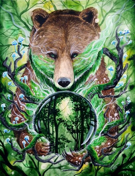 15 Beautiful Paintings That Combine Animals With Nature In 2020 Bear