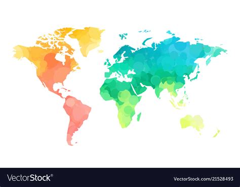 Color Circles World Map Pattern Royalty Free Vector Image