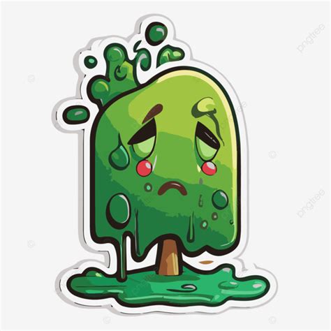 Sad Tree Peeloff Sticker Clipart Vector Sticker Design With Cartoon