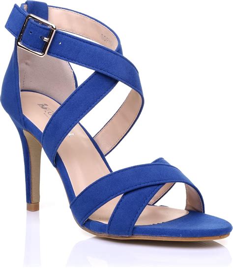 Sophie Royal Blue Faux Suede Strappy High Heel Sandals Size Uk 8 Eu 41 Uk Shoes And Bags