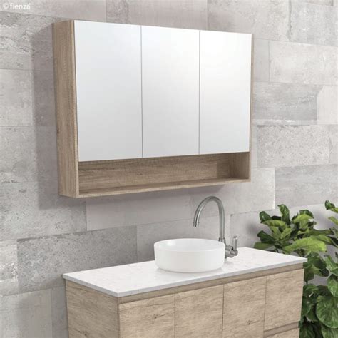 1200 Mirror Cabinet With Display Shelf Satin White Otc Tiles And Bathroom