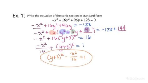 Converting Equations Of Conic Sections From General To Standard Form
