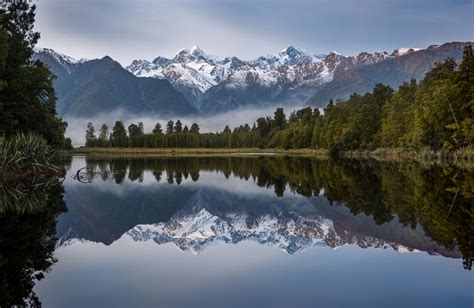4k Lake Matheson New Zealand Mountains Lake Morning Reflection