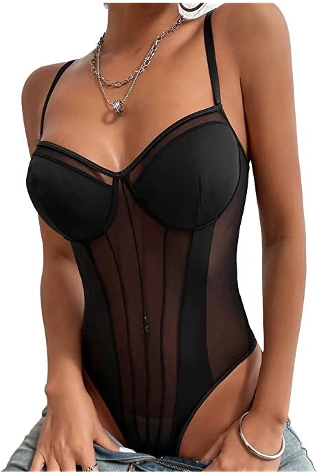 flagship stores online promotion shein women s contrast mesh sleeveless chain strap leotard cami