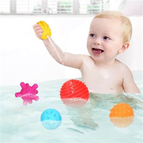 6pcs Bath Toy Baby Massage Sensory Development Educational Ball Sound