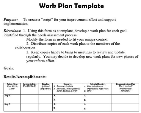 25 Free Work Plan Templates And Samples Word Excel Best Collections