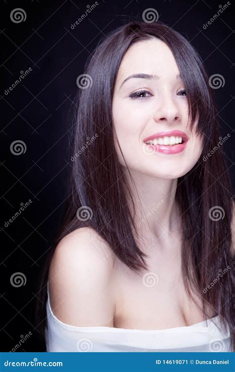 One Beautiful Natural Young Woman Stock Image Image Of Joyful