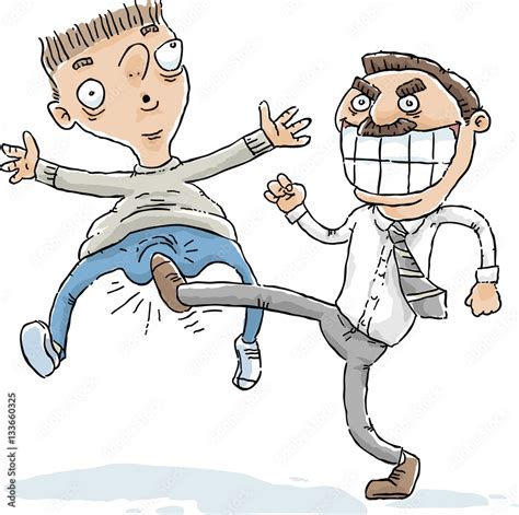 A Mean Cartoon Man Kicks Another Man Right Between The Legs Vector De Stock Adobe Stock