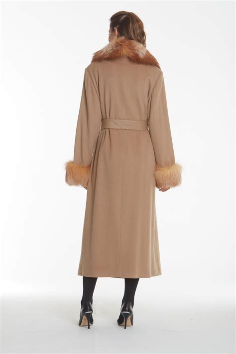 Camel Cashmere Coat Crystal Fox Collar And Cuffs Plus Size Madison