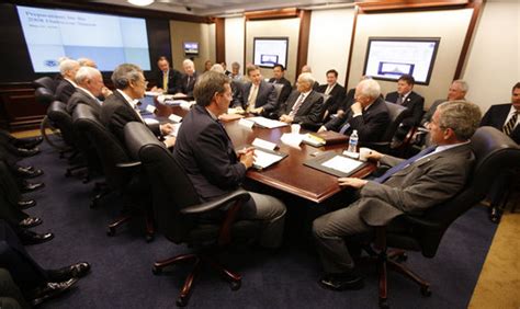 President George W Bush Is Briefed On The Upcoming 2008 Hurricane