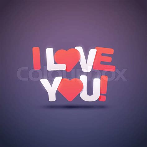 I Love You Text With Hearts Stock Vector Colourbox