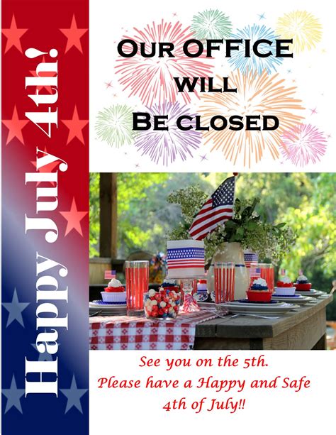 Free Printable Closed For The 4th Signs July 4 Closing Signs
