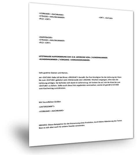 Ob einem arbeitnehmer bei verzug des arbeitgebers die verzugspauschale zusteht, ist umstritten. Fristsetzung Muster Vorlage