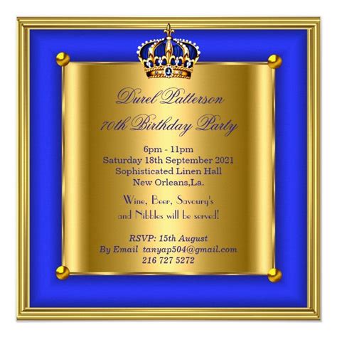 King Or Queen Royal Blue Gold Crown Birthday Party Invitation Zazzle