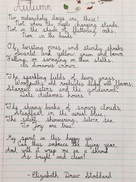 Decided To Practice My Cursive And Get In The Fall Mood With A Poem