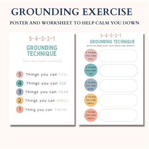 Grounding Exercise Worksheet Therapy Workbook Therapy Etsy Uk
