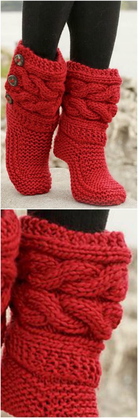 Knitted Slipper Boots Pattern Ideas You Ll Love The Whoot Zapatos De