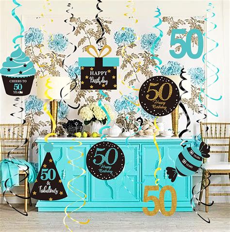 Buy 50th Birthday Decorations For Women Teal Black Gold Teal Gold Black