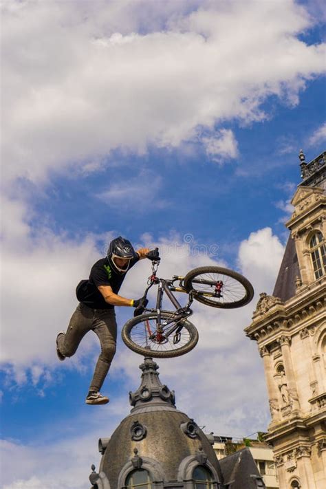 Young Man On Bmx Doing Tricks During A Freestyle Bmx Demonstration In