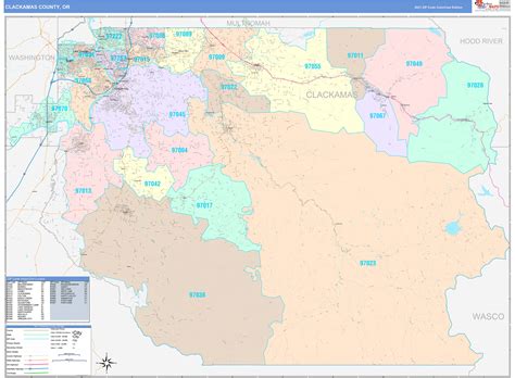 Clackamas County, OR Wall Map Color Cast Style by MarketMAPS - MapSales