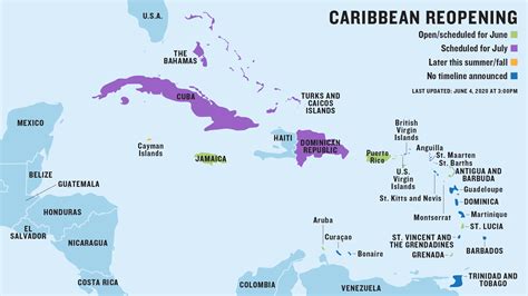 Map Of Caribbean Islands Reopening To Visitors After Coronavirus