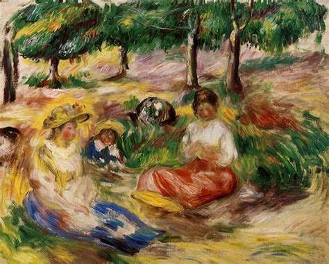 Three Young Girls Sitting In The Grass C1896 1897