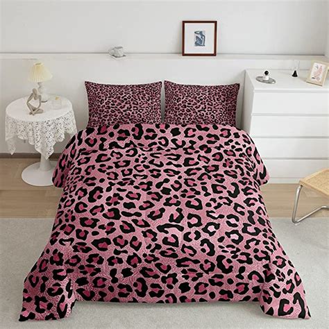 Homewish Pink Leopard Print Comforter Set Twin Sizecheetah