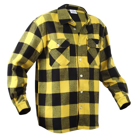 Rothco Extra Heavyweight Buffalo Plaid Flannel Shirt Yellow Plaid