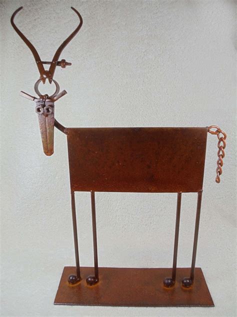 Antelope Metal Sculpture Found Object Art Steel Sculpture Etsy