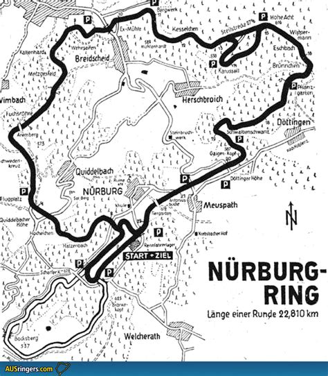 Vintage Nürburgring Map Including