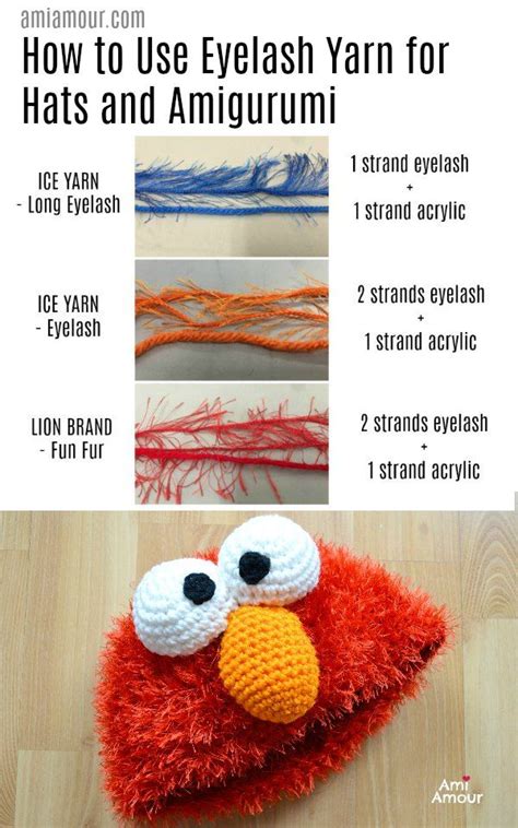 Elmo Hat Crochet Pattern Plus Eyelash Yarn Guide Ami Amour