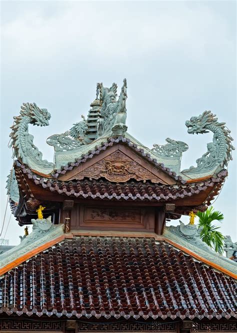 Chinese Temples Colorful Roof Detail Shape Dragons Stock Image Image