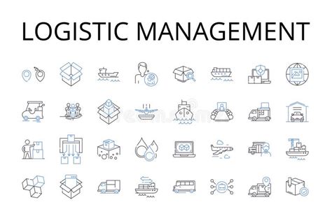Logistic Management Line Icons Collection Supply Chain Distribution