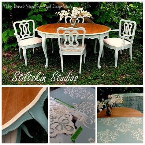 Furniture Stencils And Chalk Paint Dining Room Table Transformation