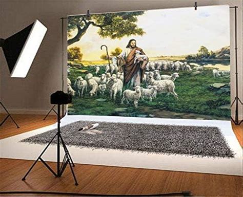 Laeacco Dusk Shepherd Sheep Flock Grassland Fresco Backdrop Vinyl
