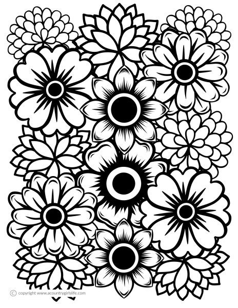 Free Printable Coloring Pages For Adults In Florals And