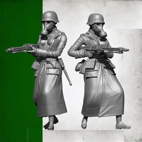1 18 Female Soldier Ww2 German Rifle Gas Mask Resin Figure Model Kit Unassembled 29 62 Picclick