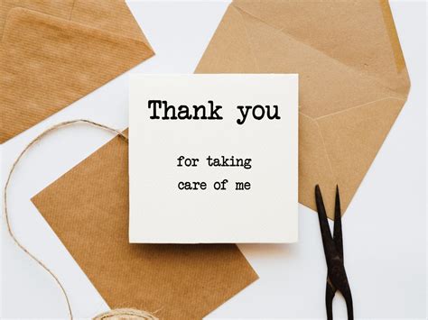 Thank You For Taking Care Of Me Card Thank You Card Etsy