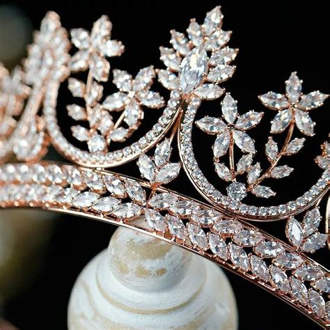 Rose Gold Bridal Tiara With Crystals Wedding Accessoriesbrides Hair
