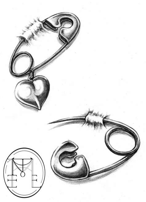 Safety Pins Tattoo By Meadower On Deviantart Safety Pin Tattoo Heart