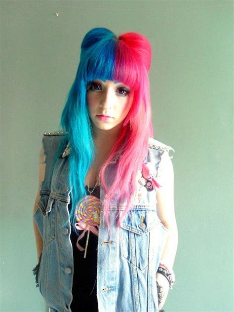 Half Blue Half Hot Pink Hair Styles Hair Inspiration