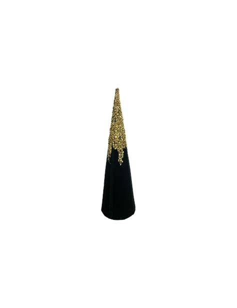 40cmh Green Velvet Gold Glitter Cone Tree Christmas Affordable